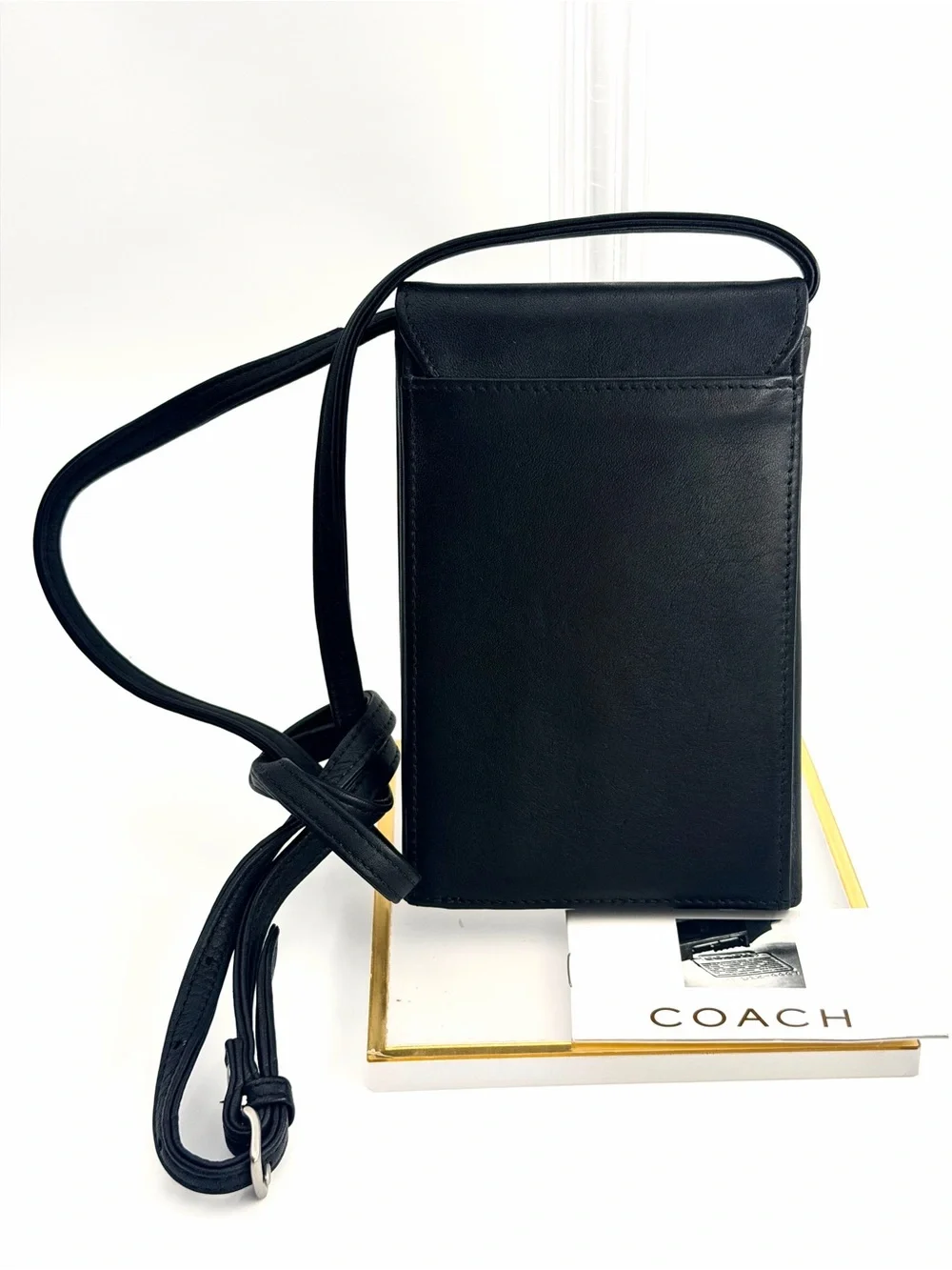 Vintage Coach Black Leather Crossbody Wallet Clutch #7198 NWOT- 99’-00’ Model